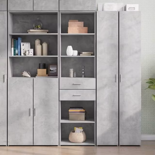 Berkfield Home Modern Highboard in Concrete Grey, W/D/H: 50 x 42.5 x 185 cm