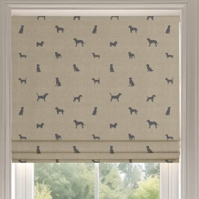 ANTE DECOR Woof Printed Cotton Made To Measure Roman Blind in Charcoal Grey