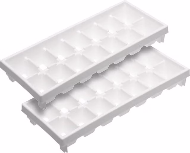 KitchenCraft Set of 2 Rectangular Flexible Plastic Ice Cube Trays in Transparent White