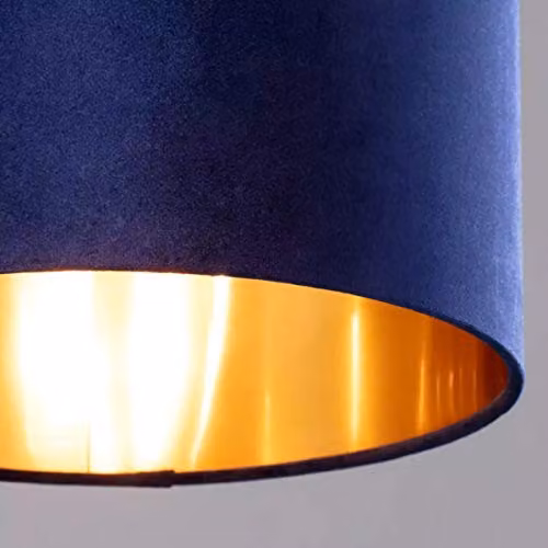 CGC Lighting Nila Luxury Navy Blue Velvet and Gold Inner Round Drum Pendant Ceiling Lampshade, Diameter: 30 cm – 3