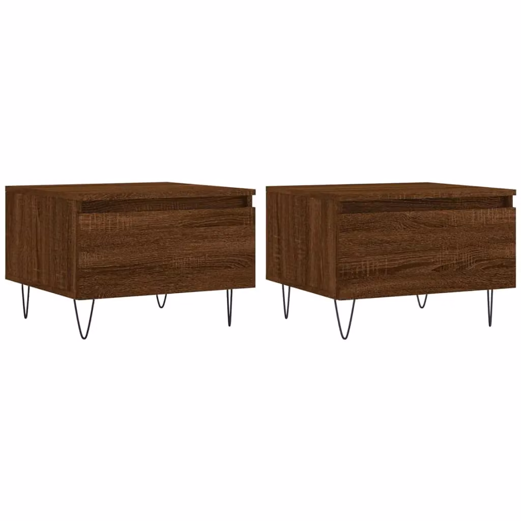 Berkfield Home Set of 2 Modern Brown Oak Coffee Tables, W/D/H: 50 x 46 x 35 cm – 1