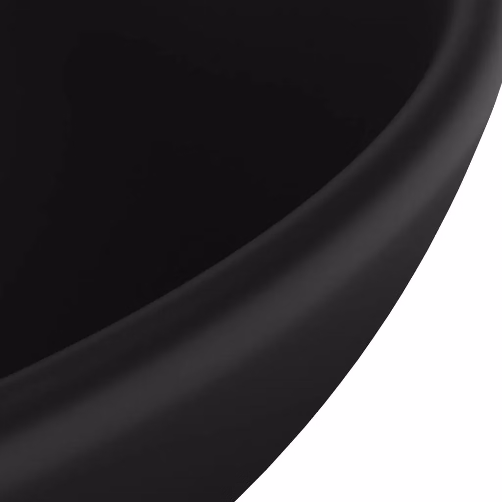 Berkfield Home Luxury Round Ceramic Bathroom Basin in Matt Black, W: 32.5 cm, H: 14 cm – 5