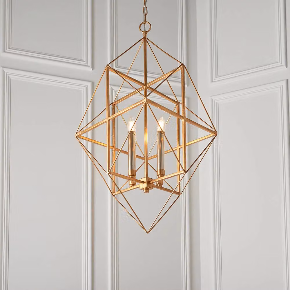Loops Multi Arm Angular 4 Light Ceiling Pendant in Hammered Gold and Silver Finish – 2