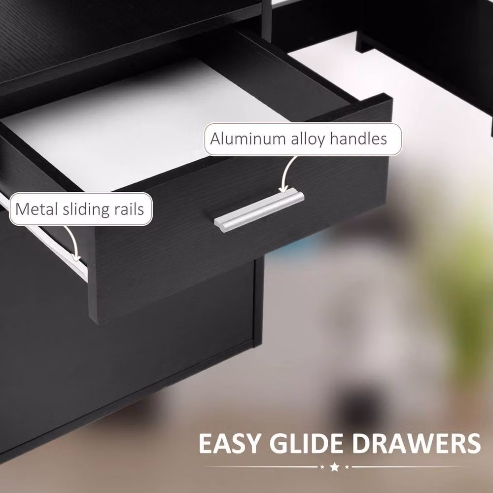 FORGEVIO Modern Computer Desk with Storage Shelves in Black – 4