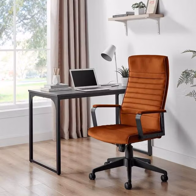 FurnitureboxUK Centro Orange Velvet Reclining Office Task Chair – 1