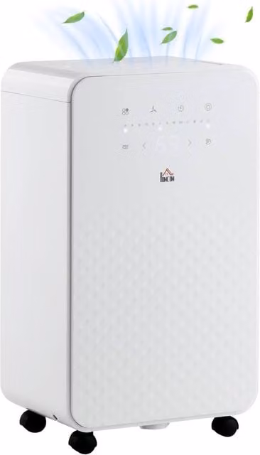 Rolipo Portable Dehumidifier and Air Purifier with 24H Timer, White, 10L/Day