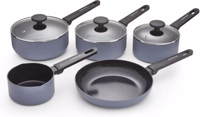 Morphy Richards 5 Piece Non-Stick Recycled Aluminium Saucepan Set in Grey