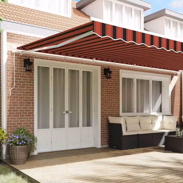 Berkfield Home Retractable Aluminium Awning in Orange and Brown, W: 600 cm, D: 300 cm – 1