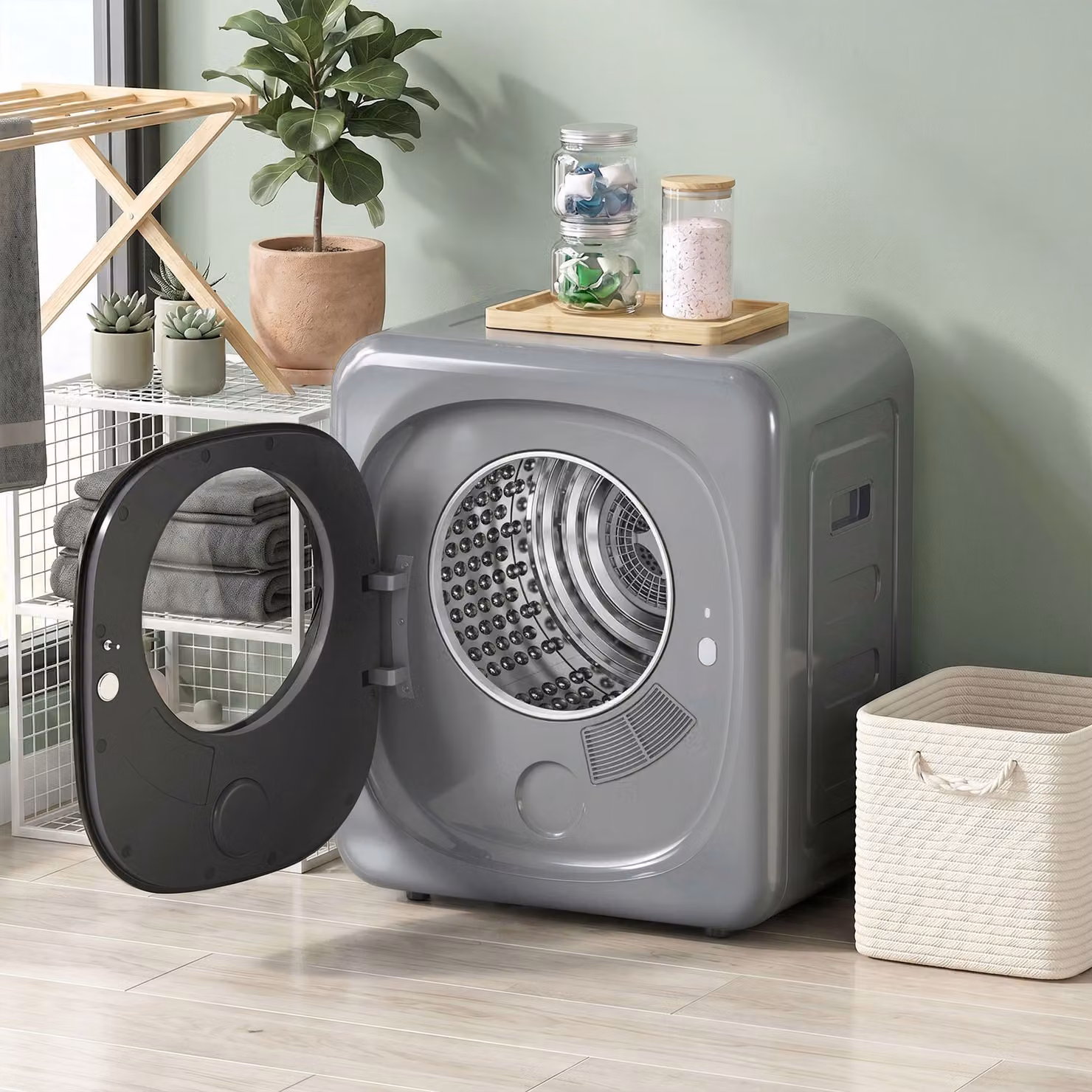 HOMCOM 4kg Vented Front Loading Freestanding Tumble Dryer with 5 Drying Modes, 800W, Silver – 2