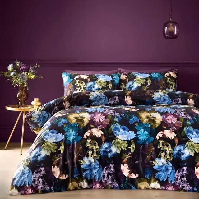 Portfolio Home Elena Floral Microfibre Duvet Cover Set with Pillowcase, Multicolour, Duvet Cover: 200 x 200 cm, Pillowcase: 50 x 75 cm