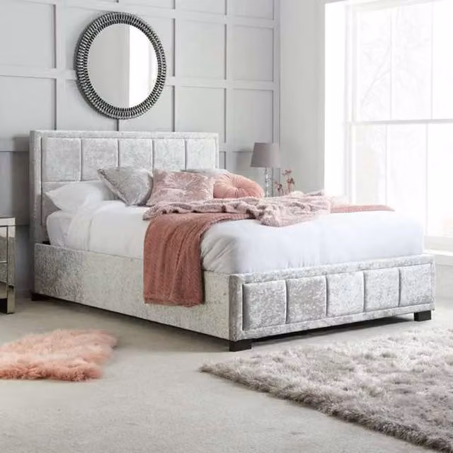 Birlea Hannover Small Double Upholstered Velvet Bed in Grey
