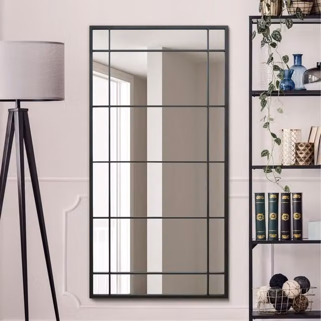 MirrorOutlet Tabula Black Modern Rectangular Wall Mirror, Black, Width: 160 cm