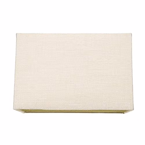 Happy Homewares Modern Rectangular Fabric Lampshade in Beige and White, Width: 30 cm – 1