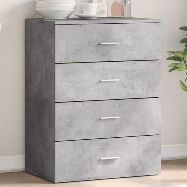 Berkfield Home Sideboard in Concrete Grey, W/D/H: 60 x 39 x 80 cm