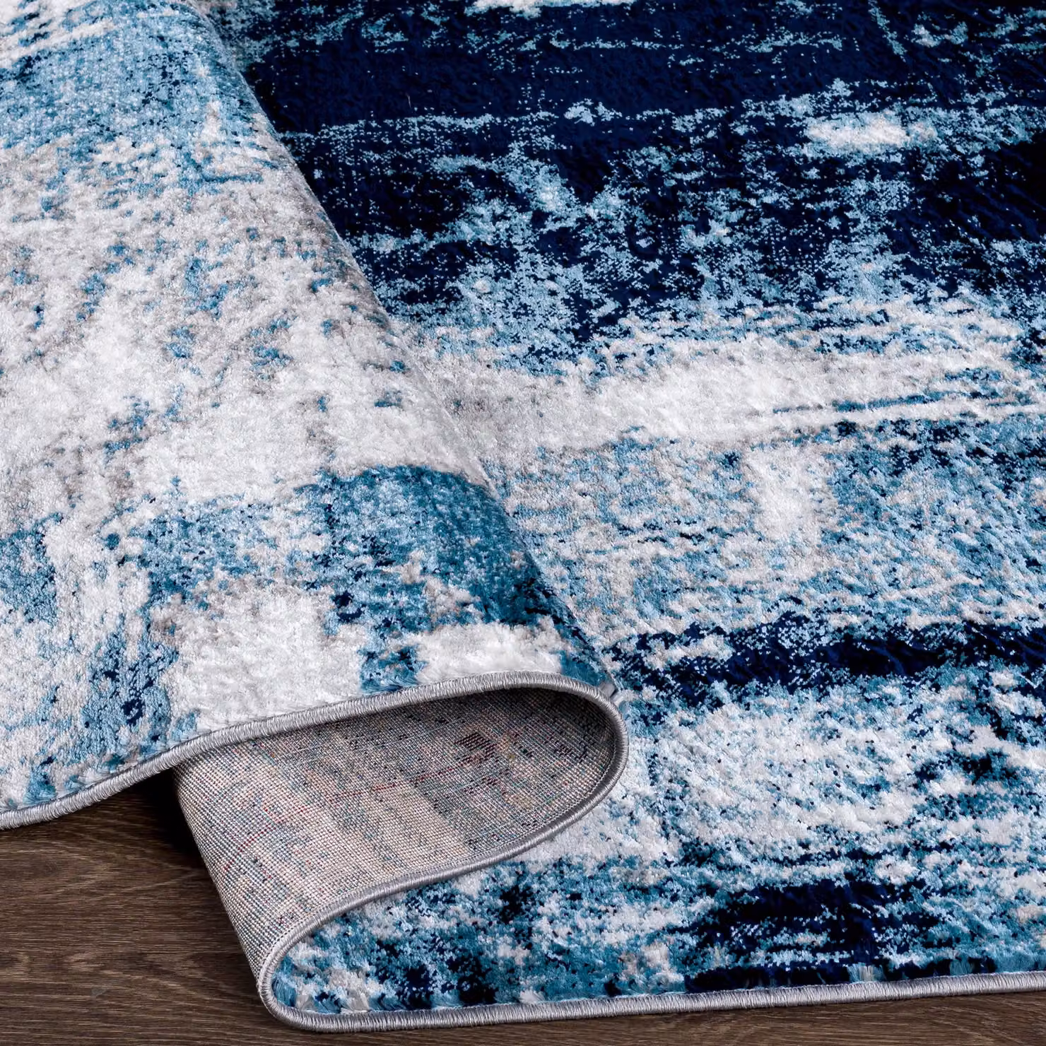 Livabliss Wanderlust Abstract Modern Marble Rug in Blue, Grey and Black, W: 200 cm, D: 275 cm – 4