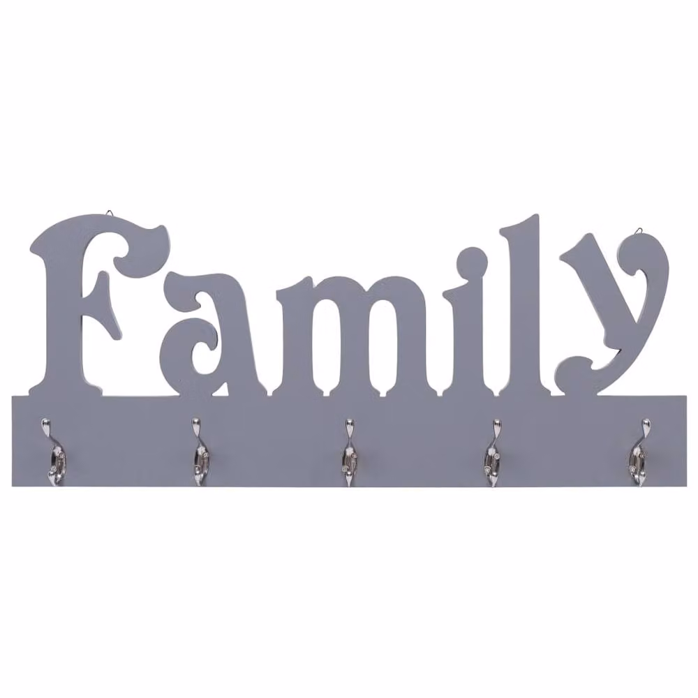 Berkfield Home FAMILY Wall Mounted Coat Rack with Distributed Point Hooks, Grey, W: 74 cm, D: 29.5 cm – 2