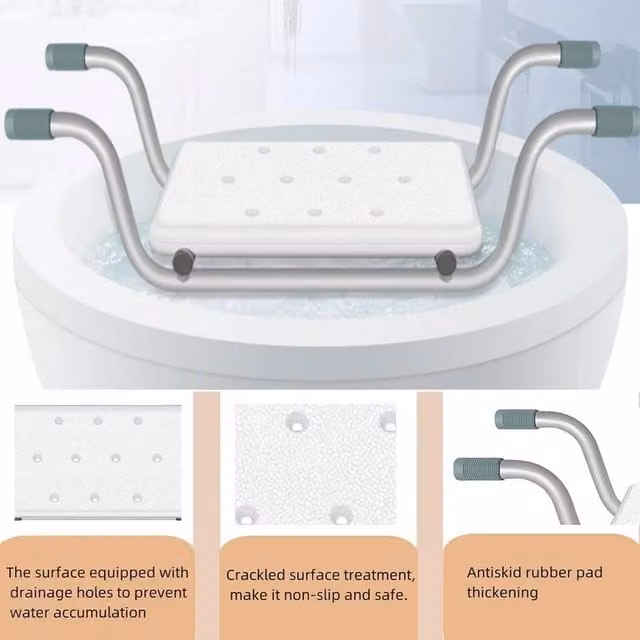 NESTLUNE Lightweight Suspended White Bath Seat with Metal Frame