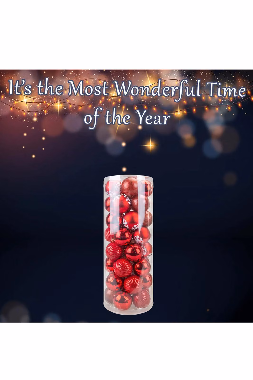 VFM e-Store Red Round Christmas Bauble Hanging Tree Ornaments, 6 cm – 3