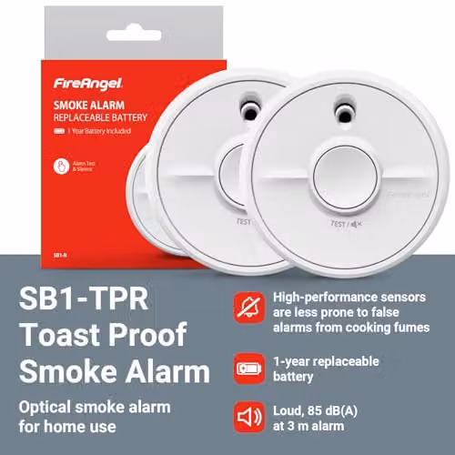 FireAngel Twin Pack White Battery Powered Optical Smoke Alarms – 2