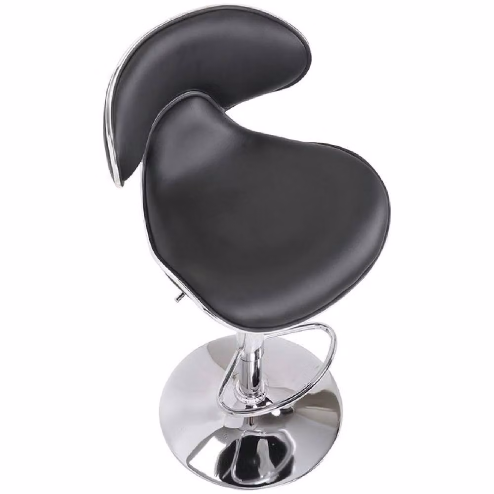 netfurniture Planet Modern Kitchen Breakfast Bar Stool with Black Padded Synthetic Leather Seat and Metal Frame – 2