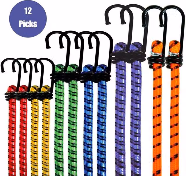 NESTLUNE Heavy Duty Assorted Hook Bungee Elastic Straps, Multicolour, W/D/H: 520 x 1000 x 52 cm – 1