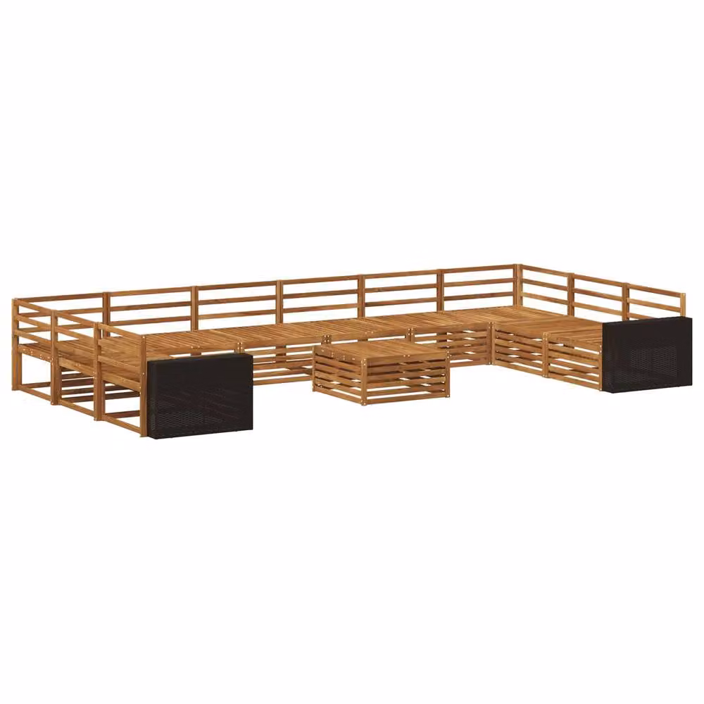 Berkfield Home 11 Piece Solid Acacia Wood Sofa Set in Brown – 2