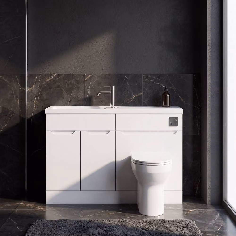 Balterley Teddesley Compact 2 Door Combination Vanity Basin and WC Unit, White, W: 120 cm, H: 81.5 cm – 2