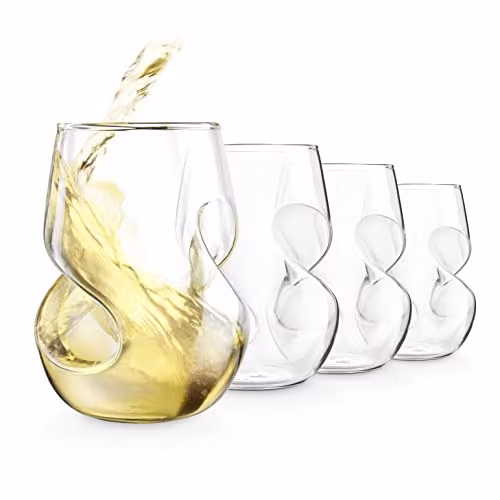 Final Touch Conundrum Stemless White Wine Glasses, Set of 4, Transparent, 266ml – 1