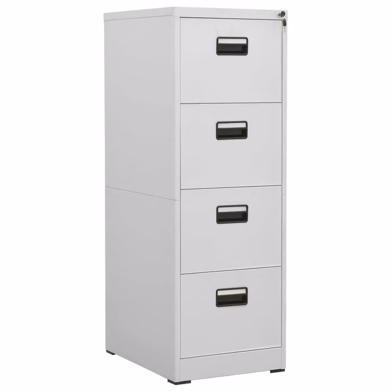 Berkfield Home Modern Steel Filing Cabinet in Light Grey, W/D/H: 46 x 62 x 133 cm