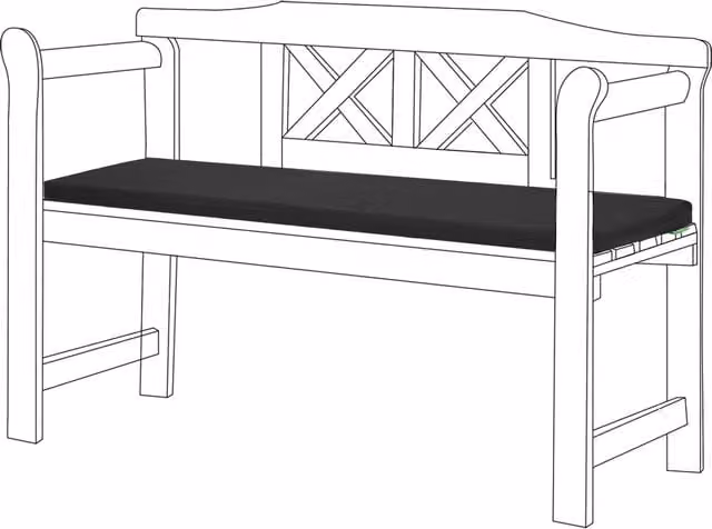 Gardenista Black Rectangular Outdoor Garden Bench Cushion and Water Repellent Polyester Seat Pad