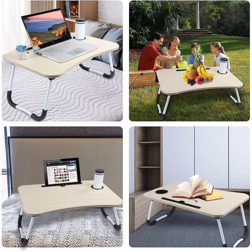 FORGEVIO White and Beige Folding Laptop Table and Writing Desk – 4