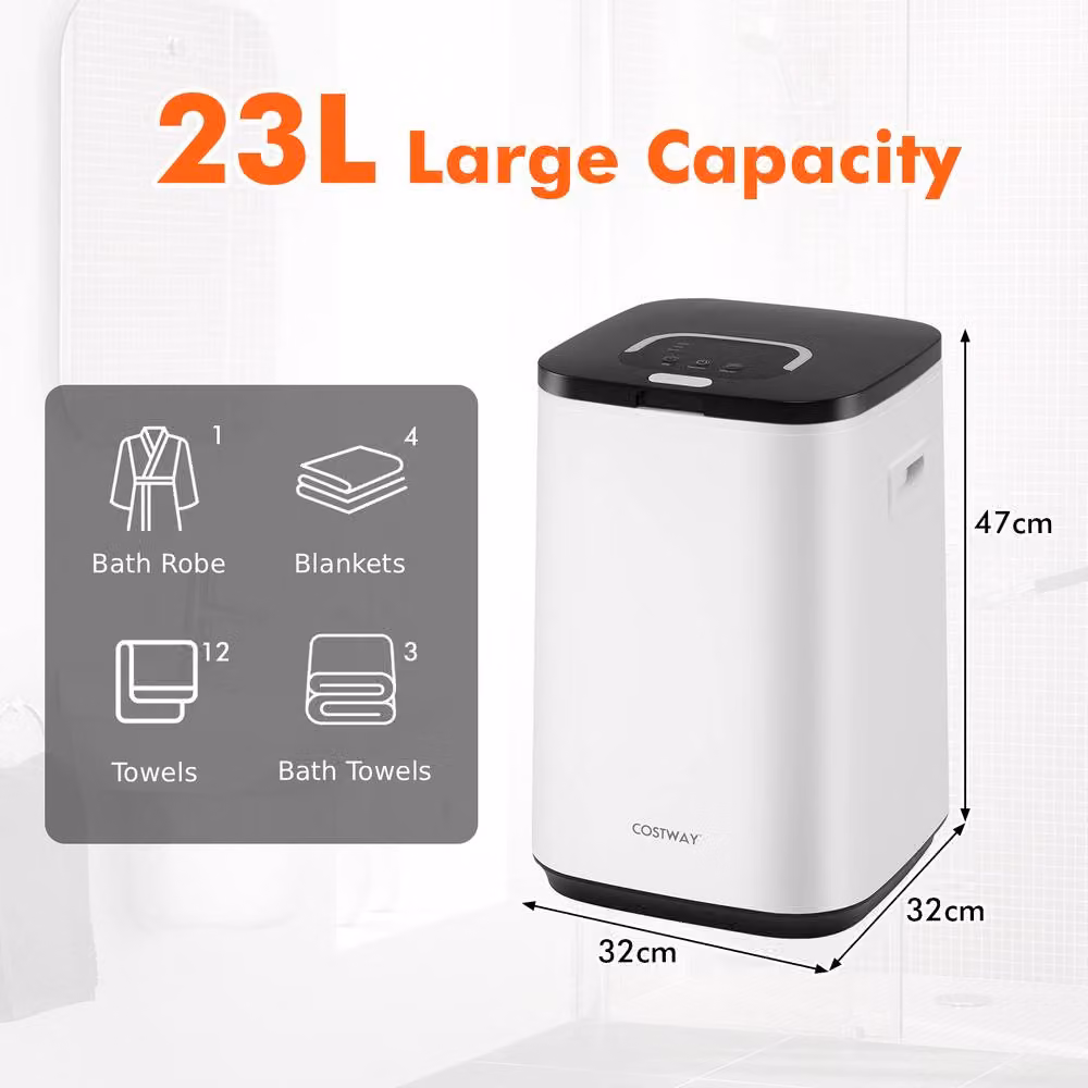 Costway 23L Towel Warmer Bucket Hot Towel Heater with Rapid Heating and Child Lock in White – 3