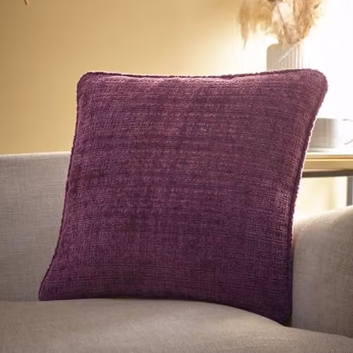 Appletree Alba Textured Chenille Square Cushion in Wine Red, W/D/H: 43 x 43 x 43 cm