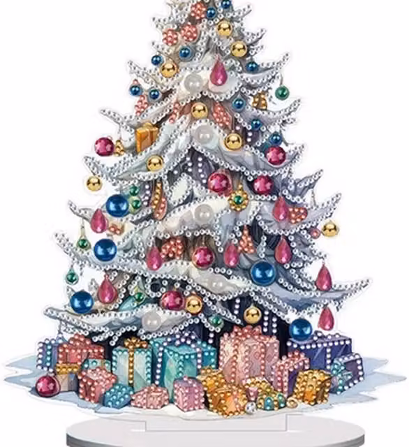 Syntego Christmas Tree with Presents Diamond Art Kit, Multicolour Tabletop Design