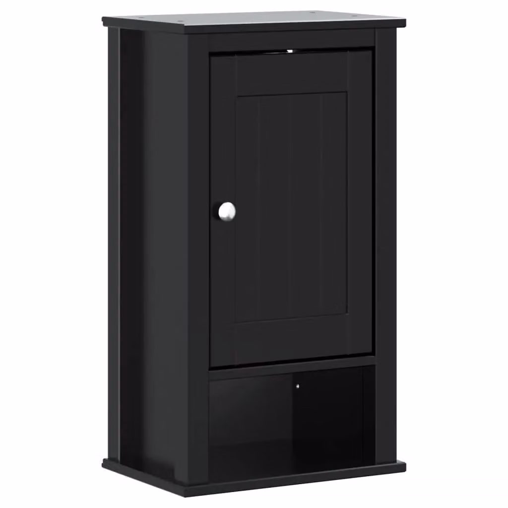 Berkfield Home BERG Black Rustic Solid Wood Pine Bathroom Wall Cabinet W/D/H: 40 x 27 x 71.5 cm – 2