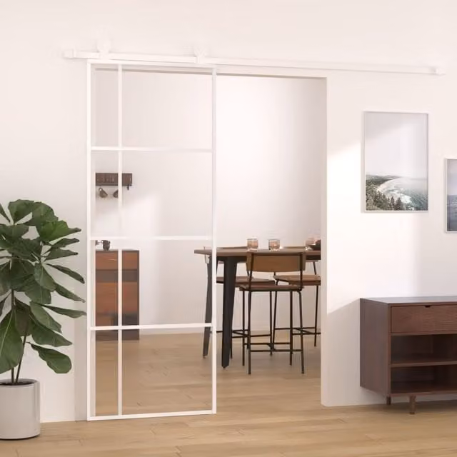 Berkfield Home Modern Sliding Glass and Aluminium Door, White, W: 76 cm, H: 205 cm – 1