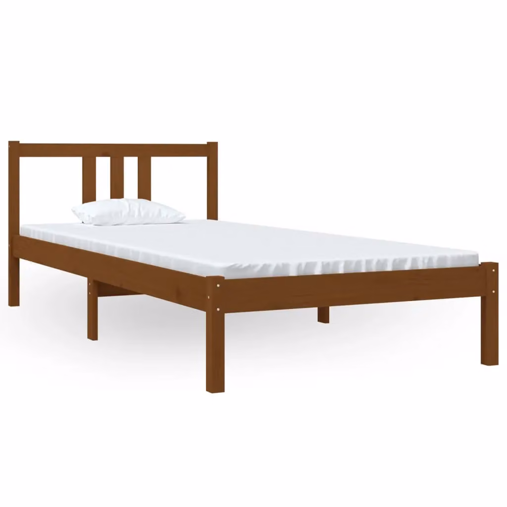 Berkfield Home Modern Solid Pine Wood Bed Frame, Brown, W: 90 cm, L: 200 cm – 2