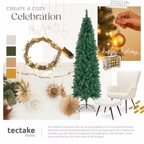 tectake Artificial Christmas Tree in Green with Lifelike Needles and Metal Stand, Height: 210 cm – 7