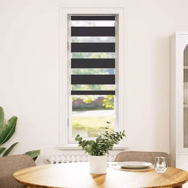 Berkfield Home Black Zebra Blind with Polyester Fabric, W: 40 cm, H: 150 cm