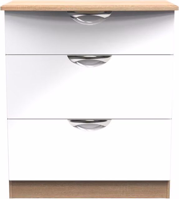 2 U Holborn Ready Assembled 3 Drawer Deep Chest in White Glossy Finish – 1