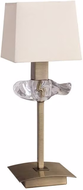 Netlighting Akira Table Lamp with E14 Bulb and Beige Fabric Shade in Antique Brass