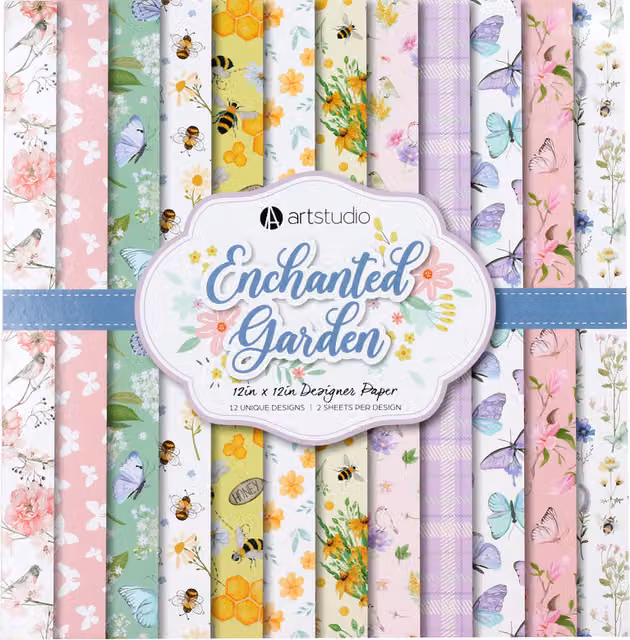 Art Studio Enchanted Garden Designer Paper Pad, Multicolour, 24 x 24 cm