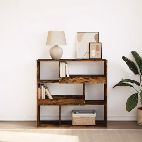 vidaXL Book Cabinet and Room Divider in Smoked Oak, W/D/H: 100 x 33 x 94.5 cm – 2