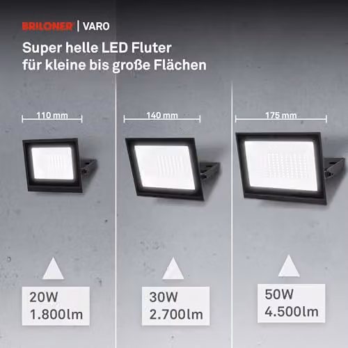 Briloner Black 30W LED Floodlight, 2700lm, IP65, Adjustable, W/D/H: 14 x 17 x 3 cm – 9