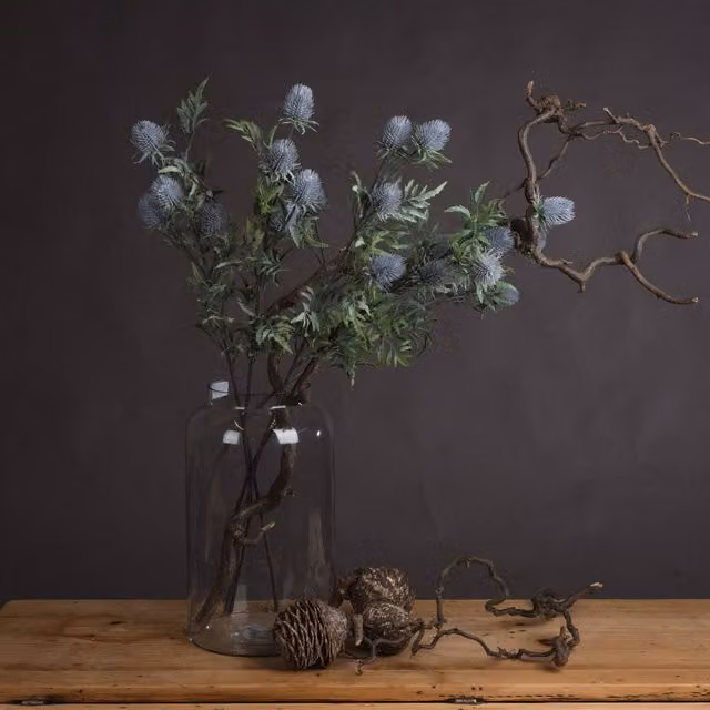 KDMK Organic Eryngium Thistle Floral Tabletop Accent in Purple and Blue