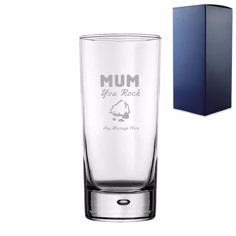 Uniqueful Personalised Mum You Rock Engraved Hiball Glass, 13oz, Clear – 1