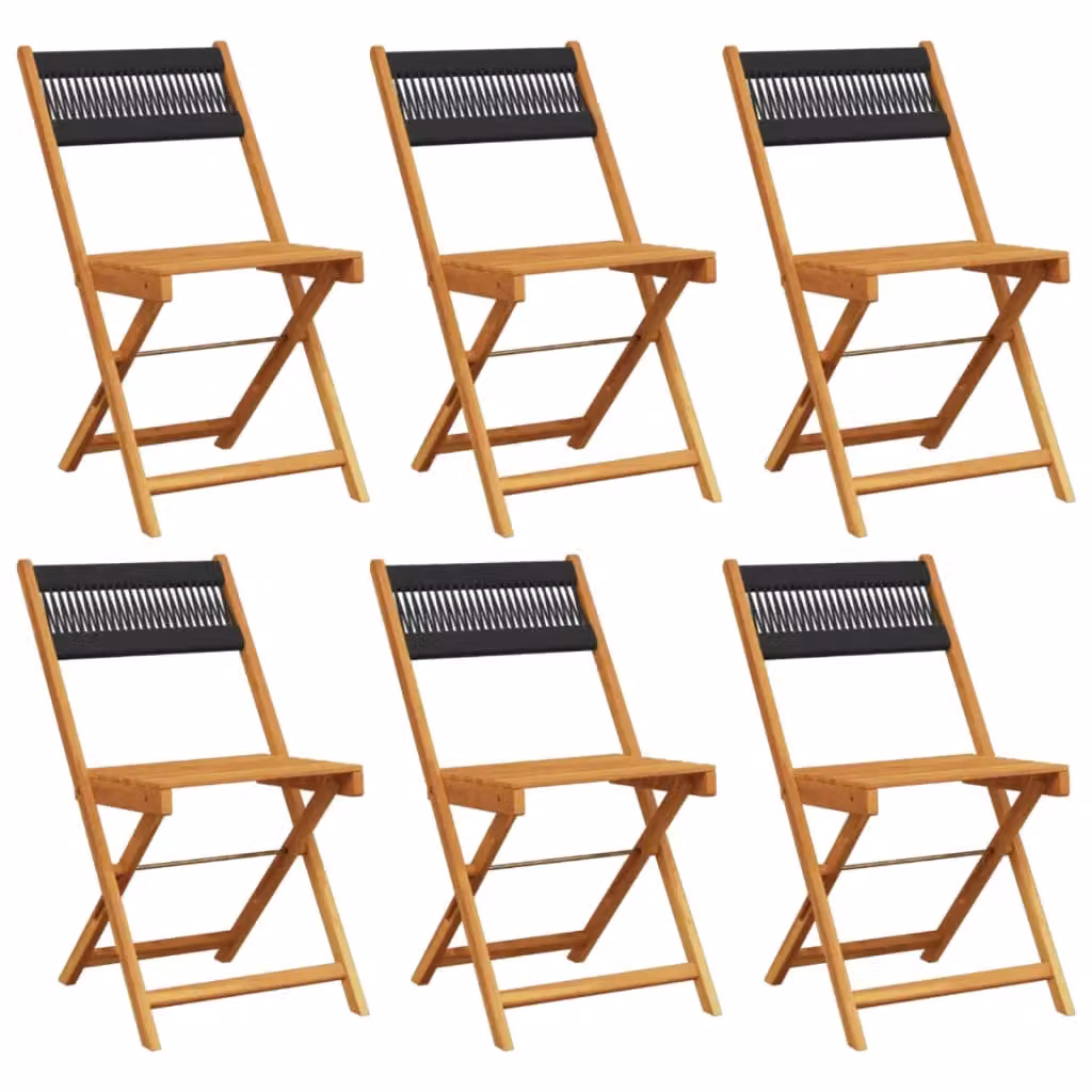 Berkfield Home Set of 6 Folding Garden Chairs in Black Acacia Wood – 2