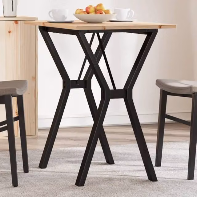 Berkfield Home Y-Frame Dining Table in Brown Solid Pine and Steel, W: 80 cm, D: 50 cm, H: 75 cm