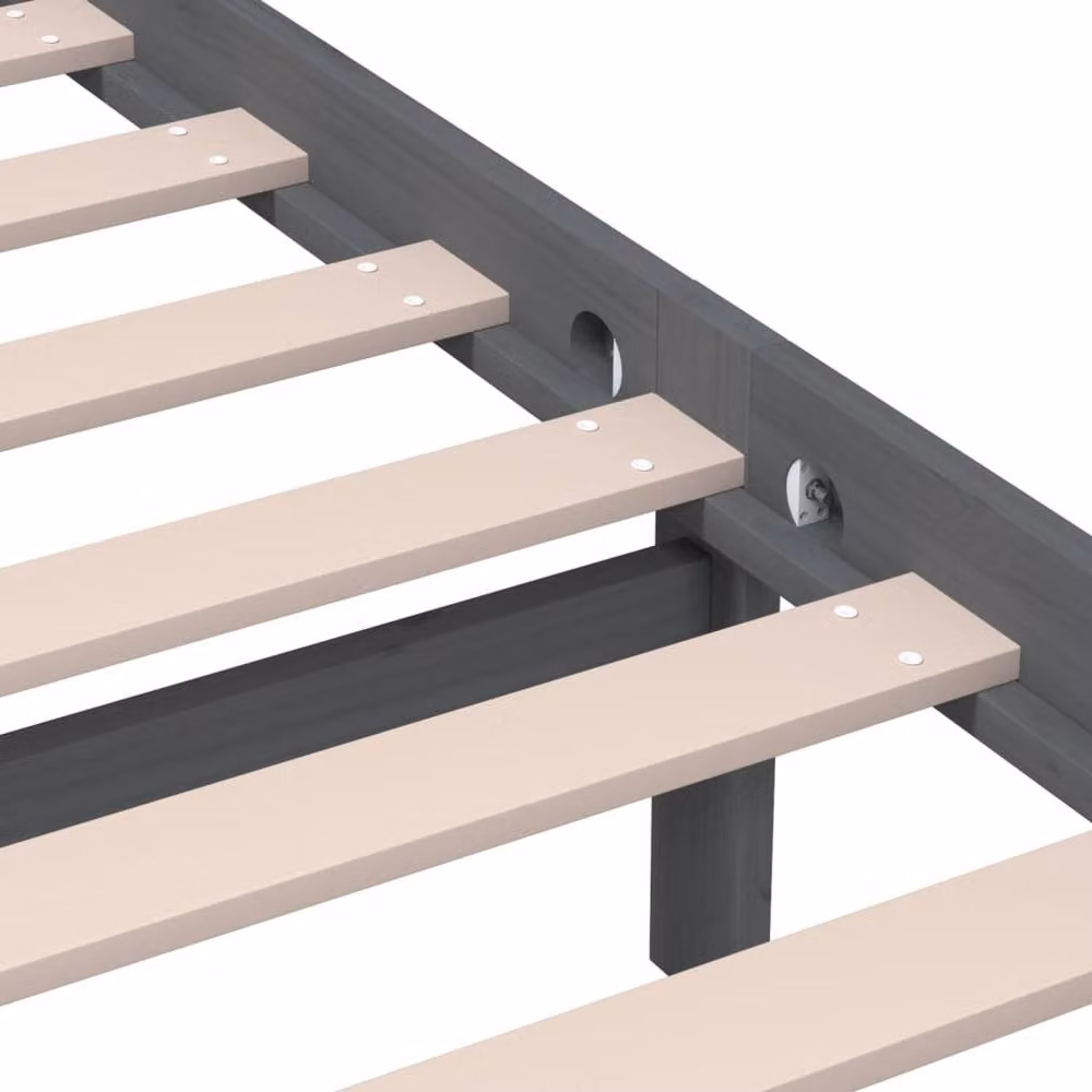 Berkfield Home Beautiful Bed Frame in Grey Solid Pine, 200 x 200 cm – 5