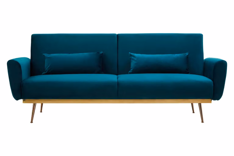 Orsina Modern Green Velvet Pull Out Sofa Bed with Metal Frame